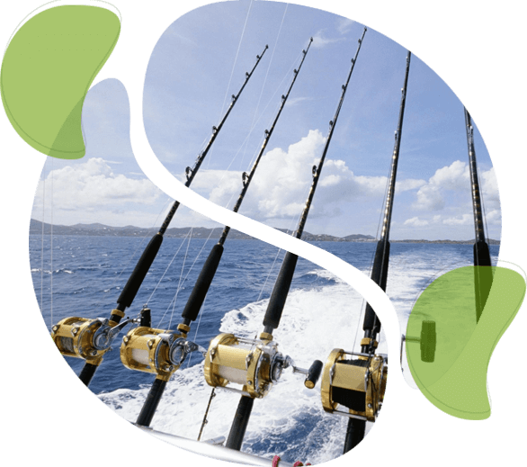 Fishing in the ocean with multiple fishing rods