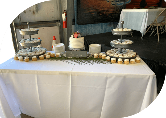 Muffin and cakes placed on the table